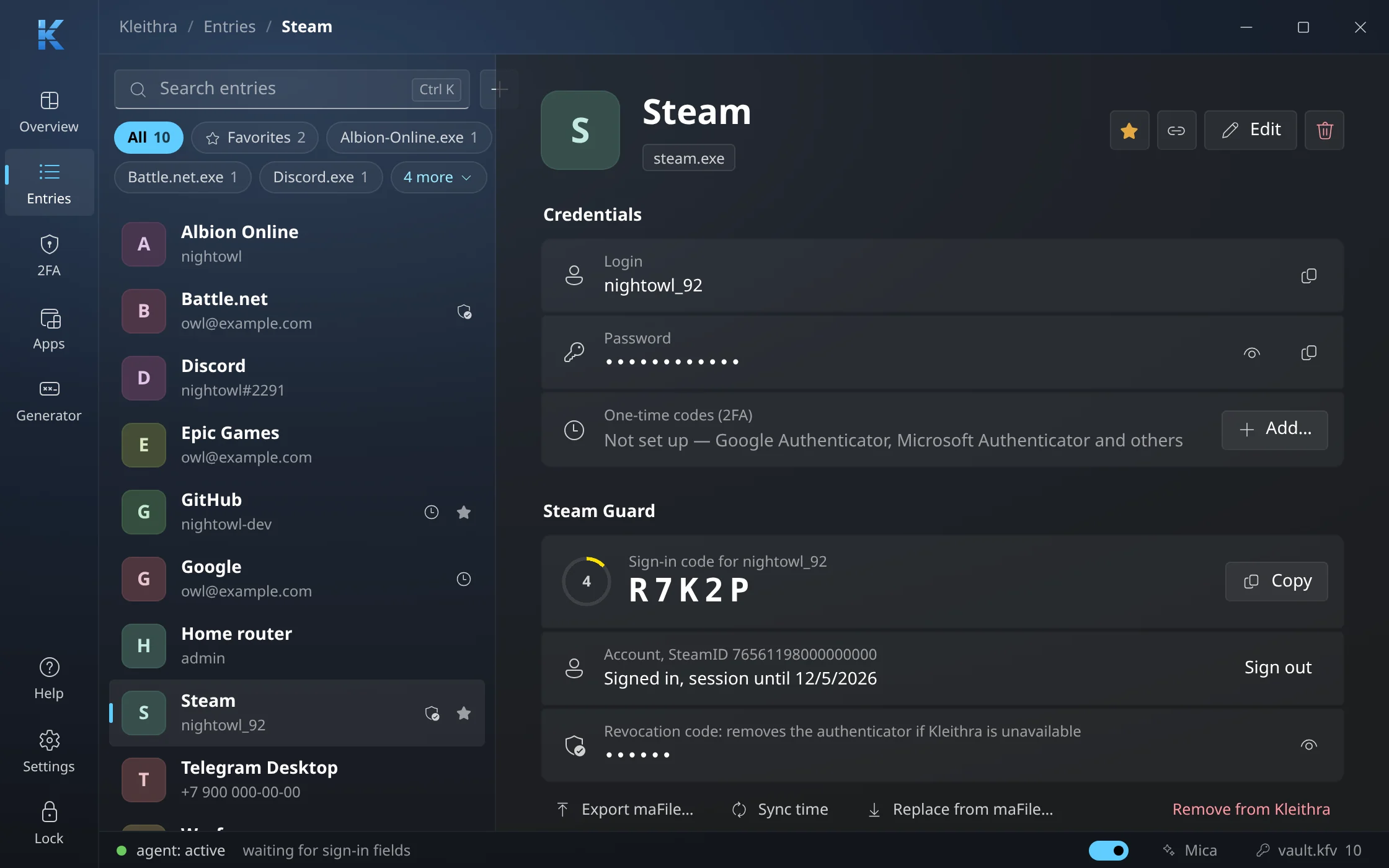 Steam Guard next to the password